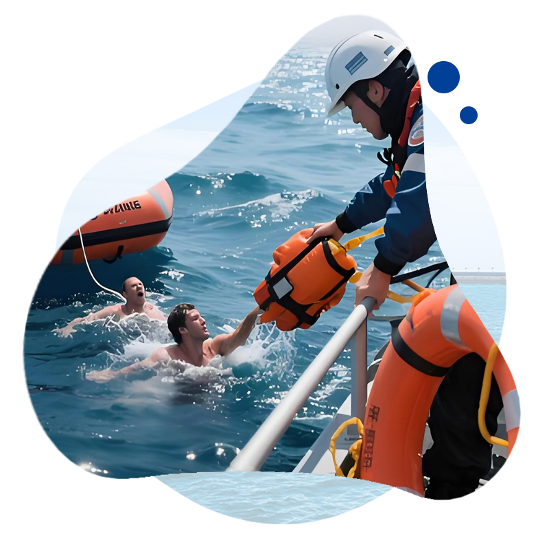 Professional maritime rescue equipment in action